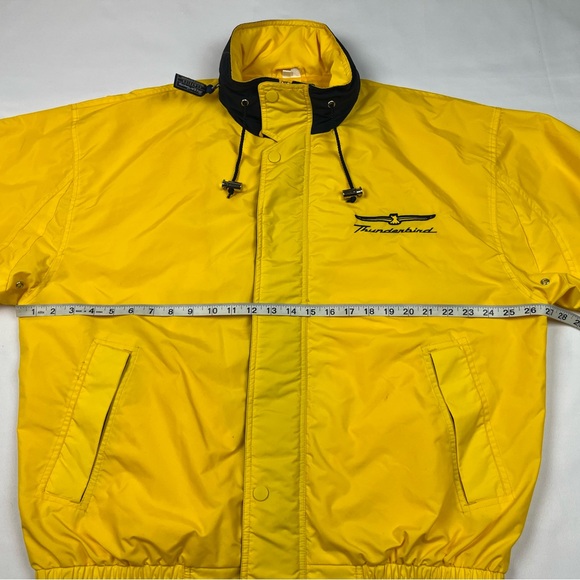 Vtg Ford Thunderbird Mens Hooded Windbreaker Jacket XL Y2K Yellow Full Zip B9 - Picture 11 of 12